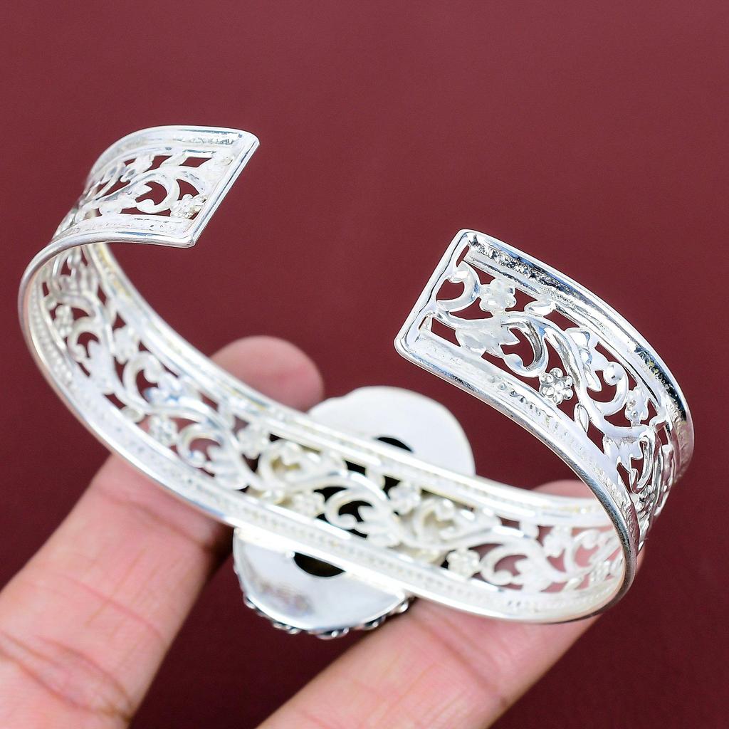 Bronzite Cuff Bracelet 925 Sterling Silver Bangle Gemstone Cuff Bracelet Adjustable Bangle Handmade Cuff Latest Design Jewelry Gifts for Her