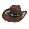 Retro Broderad Western Denimhatt Herr- Och Damhatt Tibetskt Suede Jazzhatt Europeisk Och Amerikansk Stil Hög Hatt
