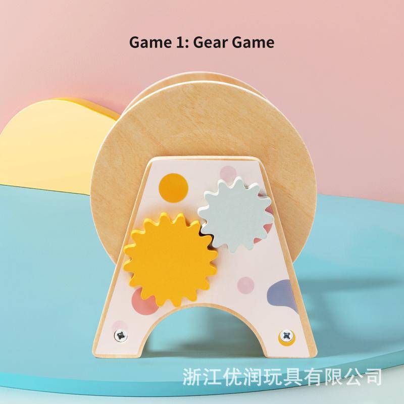 Children's Montessori Early Education Wooden Three-in-One Desktop Rolling Drum Baby Educational Color Awareness Hearing Training Toy