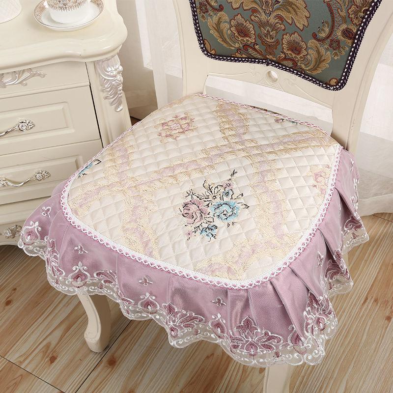 Dining Chair Cushion European Printed Seat Cushions with Lace Quality Four Seasons Stool Seat Mat Non-slip Buttocks Pad