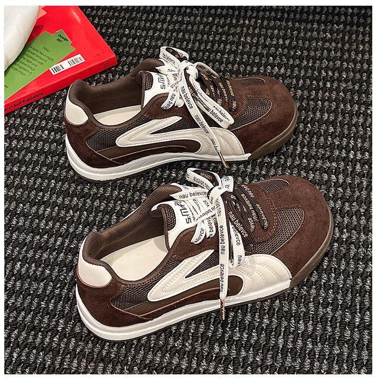 Women's Color Block Lace-up Sneakers - 2025 Autumn Casual Flats for Students