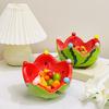 1 Set Watermelon Shape Fruit Bowl with Forks Cute Ceramic Dessert Fruit Serving Dish for Home Kitchen Dishwasher Safe Snack Bowl
