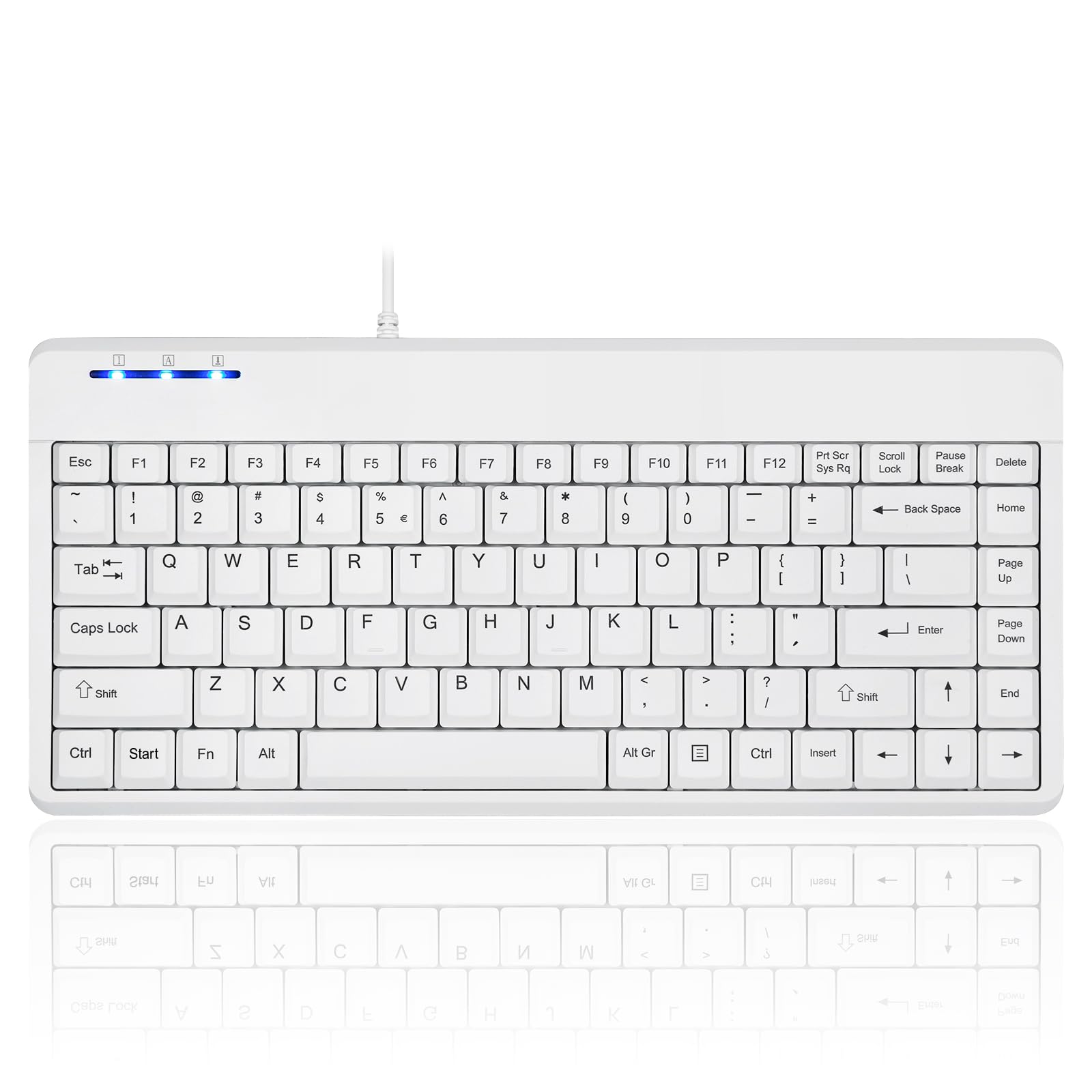 

Perixx Wired Mini Keyboard Cable Layout PERIBOARD-409 1.8m (English White)