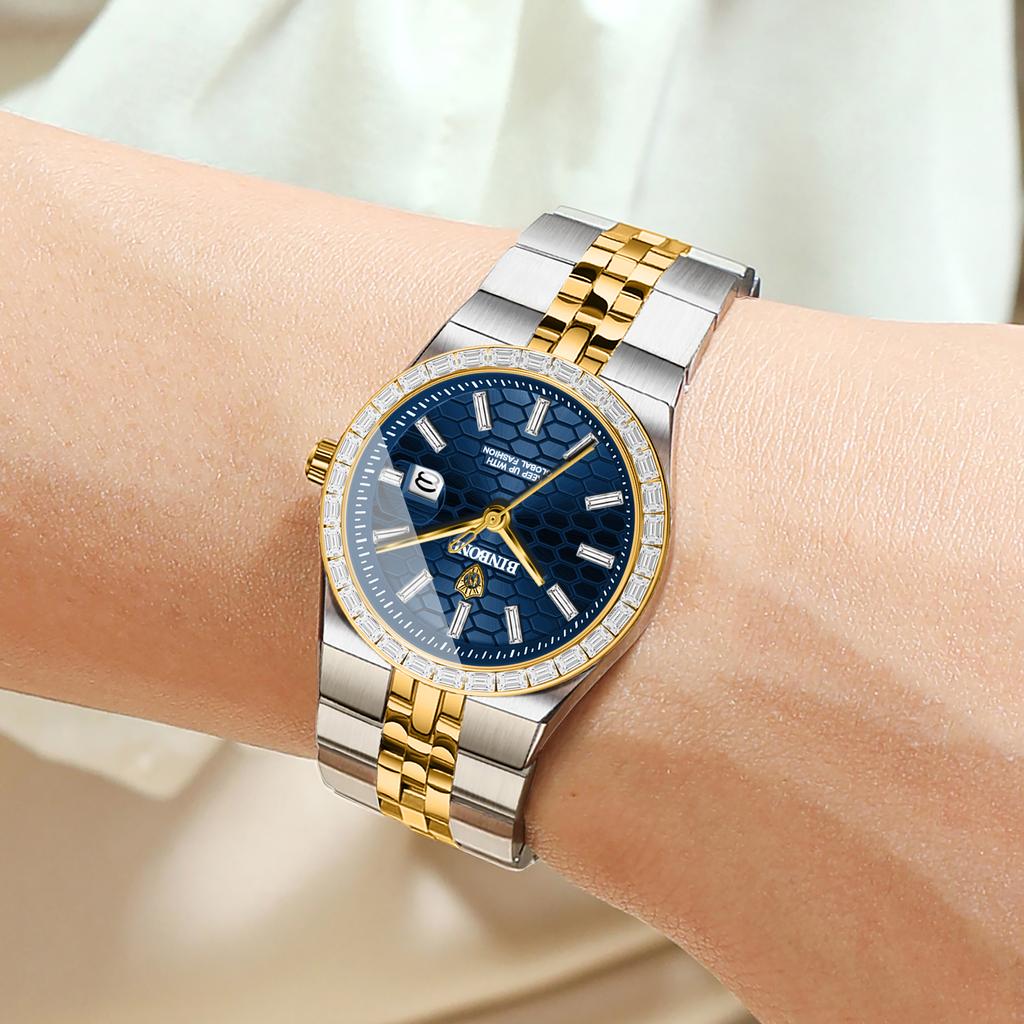 Ladies Casual Quartz Wristwatch Accurate Luxury Waterproof Steel Strap Auto Date Fashion Watch for Women