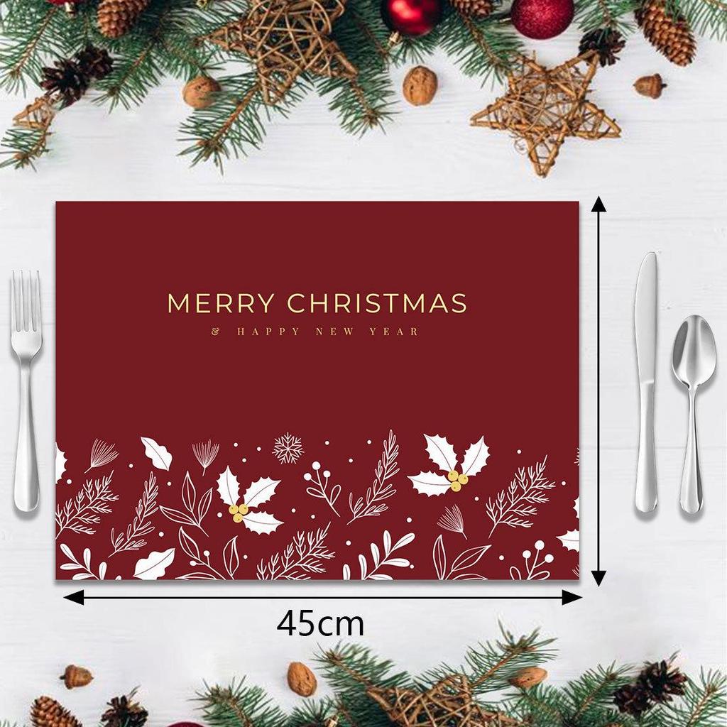 Festliches Weihnachtsdruck Leinen-Stil Hitzebeständiges Tischset Set