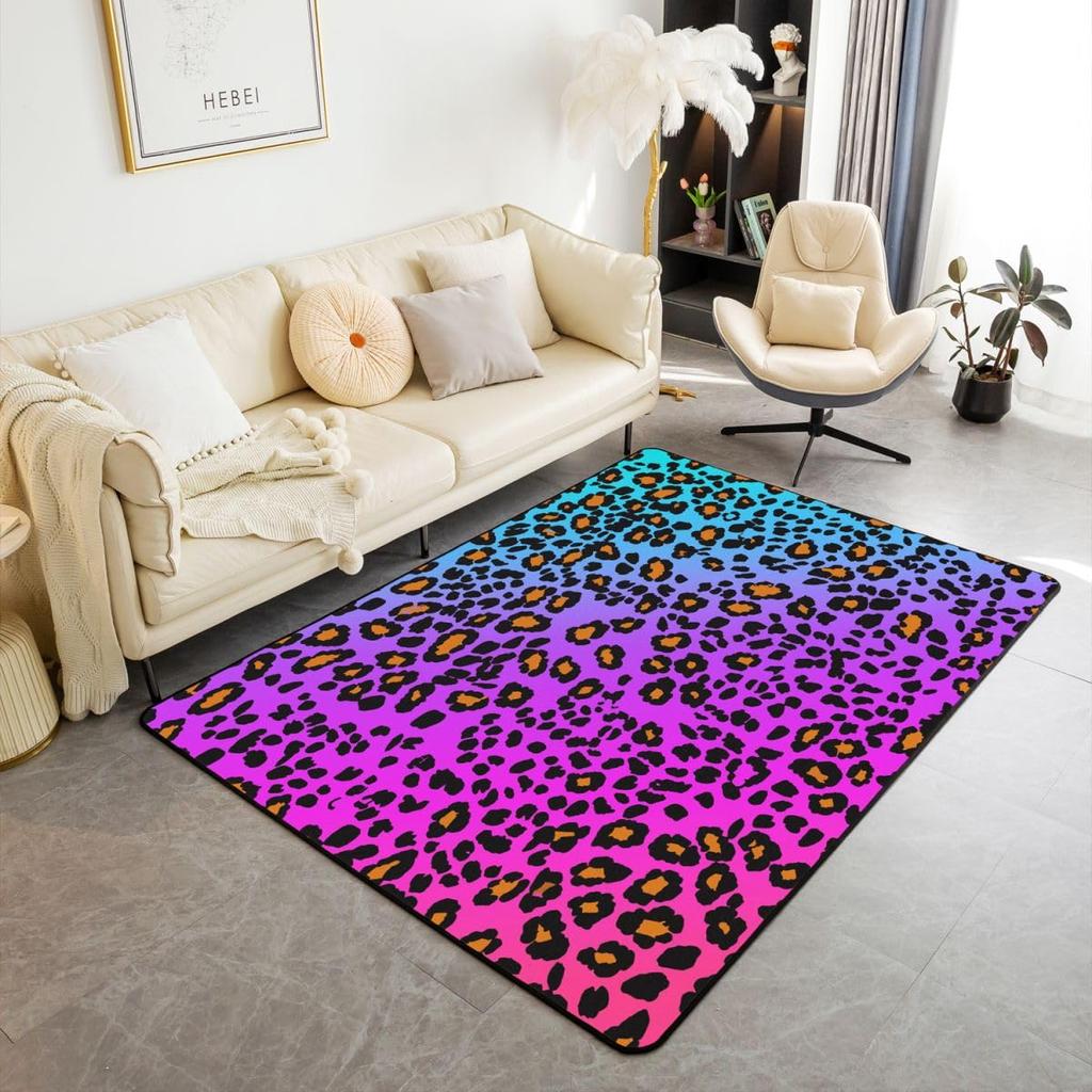 Erosebridal Lucky 8 Ball Area Rugs for Living Room 3x5 Leopard Print Cherry Non Slip Rug Trendy Cheetah Decorative Washable Rug Modern Funky