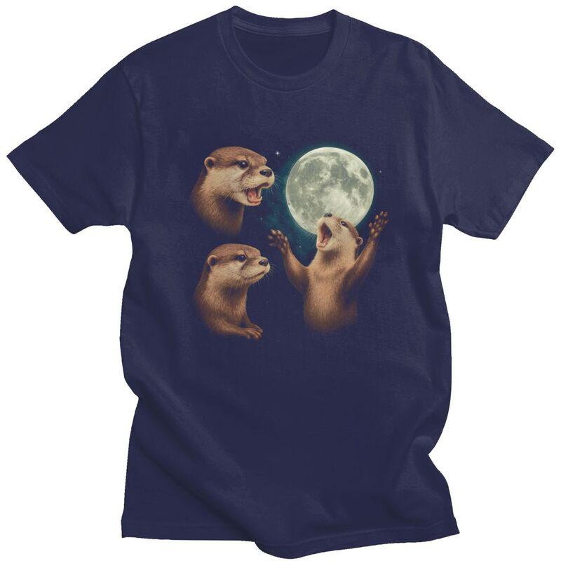 

Funny Otters Howling At The Moon Design T Shirt for Men Tshirts Casual Sumer Style Short Sleeve Tee Shirt Slim Fit Clothing 4XL