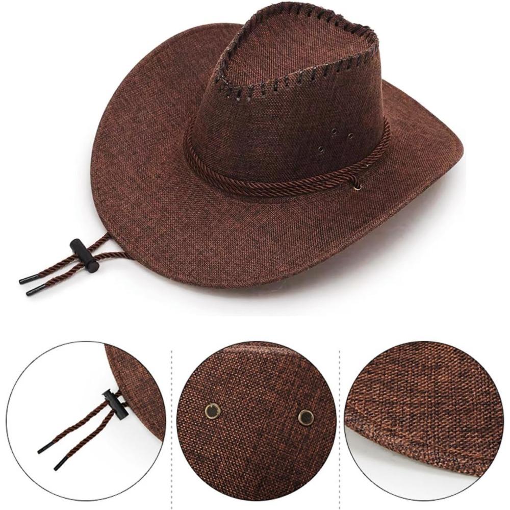 Unisex Cowgirl Hat Cowboy Hat Sun Hat Cowgirl Cap for Women Men Western Cowboy Halloween Cosplay Costume