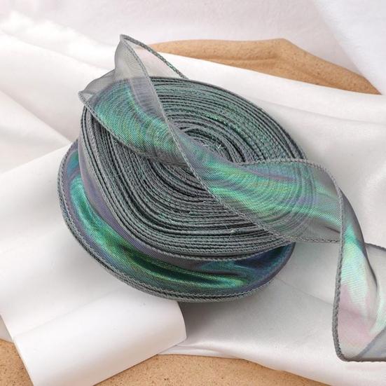 Sheer Tulle Ribbon 3.8 Yards Craft Decorative Ribbon Iridescent Tulle Ribbon Roll for Flowers Wedding Invitations Gift Wrapping