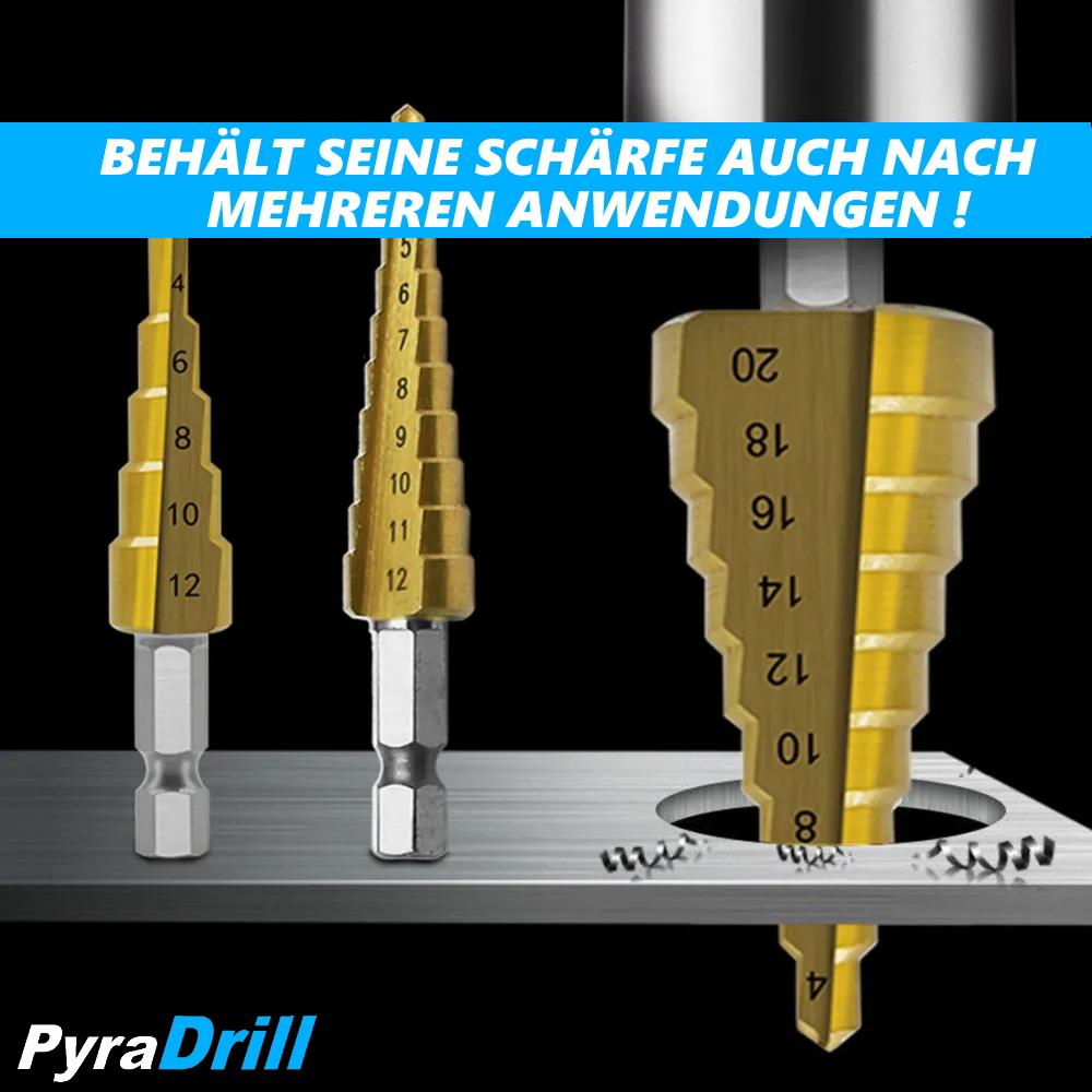 PyraDrill Stufenbohrer HSS Edelstahl Schälbohrer Kegelbohrer Konusbohrer 3er Set