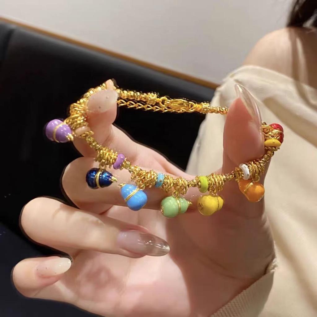 Dopamine colorful gourd entanglement bracelet women's new yellow Duobao light luxury niche exquisite jewelry