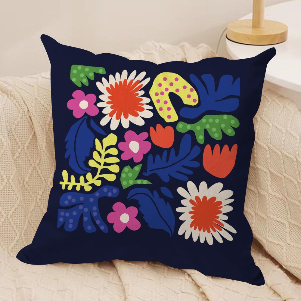 Plants and Flowers Cushion Cover Soft Plush Fabric Double-Sided Printed Sofa Cushion Cover for All Seasons Home Decor Gift