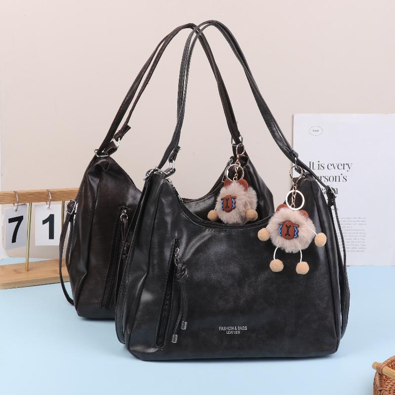 Women'S Pu Leather Bag Multi-Functional Crossbody Shoulder Bag And Handbag Tote With Top Handle Purse