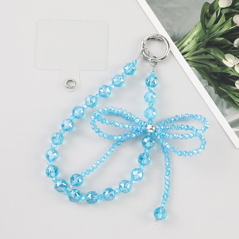 Women S Crystal Ball Bow Phone Chain Wrist Strap Keychain Ins Style
