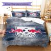 Set de așternut cu model logo RB Leipzig Cearșaf de pilotă Față de pernă Decor pentru casă Cadou (1 * husă de pilotă + 2 * fețe de pernă, fără miez)