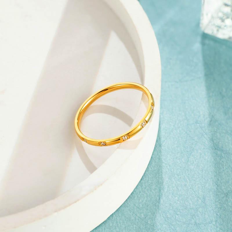 Light Luxury Simple Diamond-encrusted Ring High-end Niche Ins Wind Element Ring Ring Ring Does Not Fade Titanium Steel Women's Jewelry
