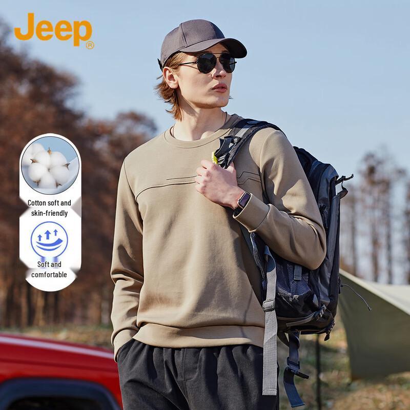 Jeep Men's Cotton Blend Crewneck Long Sleeve Sweatshirt