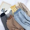 Women Striped Mock Neck Sweaters Slim Elastic Long Sleeve Casual Pullovers Knitted Warm Tops For Women 2023 Autumn Winter