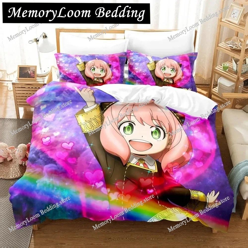 SPY×FAMILY Anya Forger Cute Bedding Set Cartoon Anime Adult Kid Bedroom Soft Duvet Cover 3D Print Vibrant Kawaii Anime Cozy Set