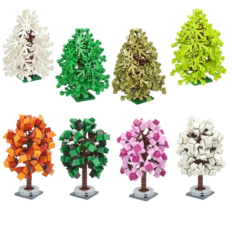 MOC Kreative Montage Pflanze Baum Stadt Steine Bunter Kiefer Mit Grundplatte Pflanzen Modellbausteine Weihnachtsbaum Spielzeug Geschenk