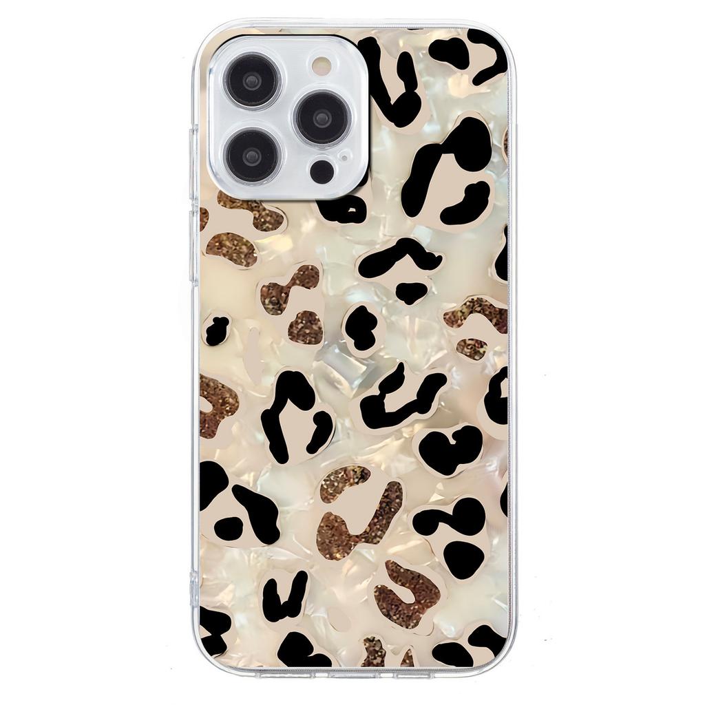 Applicable to iPhone16E mobile phone case Samsung S25 cartoon painted TPU mobile phone case 15Pro leopard print all-inclusive soft case