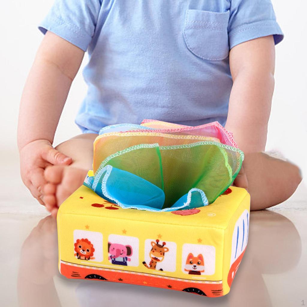 Baby Tissue Box Sensory Toy Busy Pulling Counting Motor Skills Montessori Crinkle