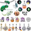 New Original Halloween Party Charms Luminous Pumpkin Skull Ghost Clown Beads Chameleon Bracelets Necklace Diy Jewelry Party Gift