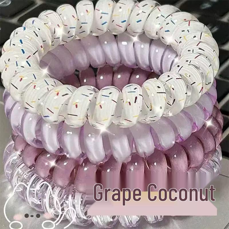 Korean Fashion Jelly Color Telephone Cord Hair Tie - High-End Simple Rubber Band for Maruko Hairstyles