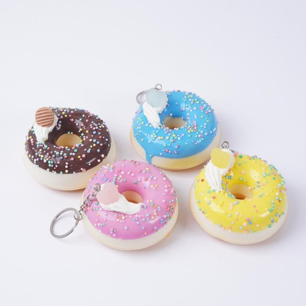 Quick Rebound Donut Bread Squeeze Toy Keychain Simulated Food Slow Rebound Keyring New Year Gift