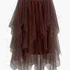 Lady ´s Fashionable Sexy Solid Color Mesh Skirt, Irregular Elastic Tulle Bubble Skirt, Daily Life and Vacation