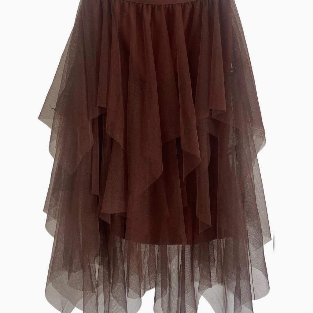 Lady ´s Fashionable Sexy Solid Color Mesh Skirt, Irregular Elastic Tulle Bubble Skirt, Daily Life and Vacation