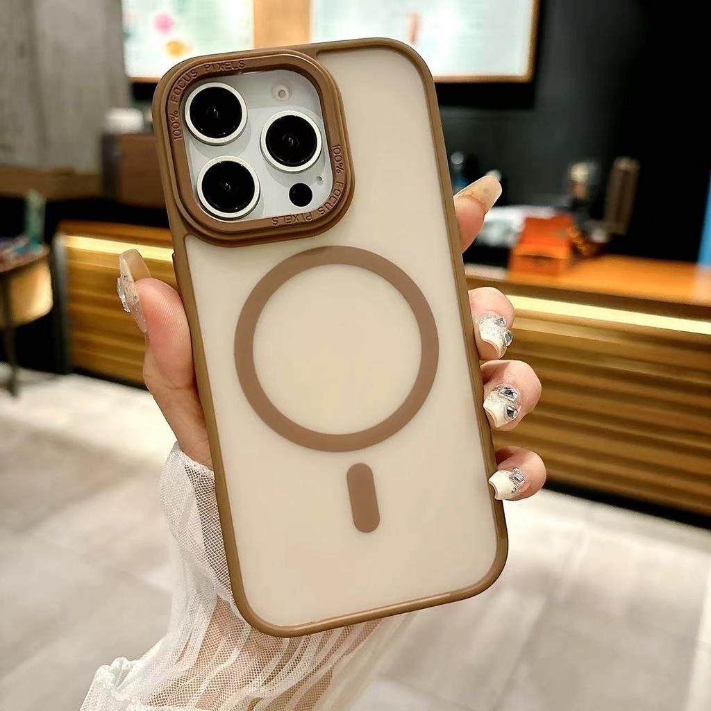 The Apple 16promax Skin-feel Magnetic Phone Case Is Suitable for The High-end Anti-drop Semi-transparent Iphone15