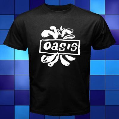 Oasis British Rock Band Logo Noel Liam Gallagher Black Unisex T-Shirt