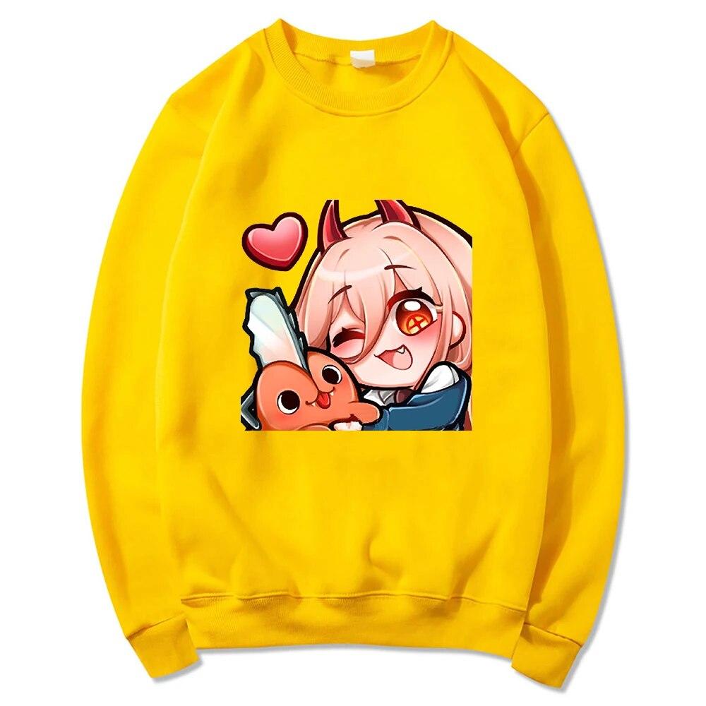 Anime Chainsaw Unisex Niedliche Pochita Power Hoodies Winter Warm Unisex/Damen Frühling/Herbst Unisex Sweatshirt Ästhetische Harajuku Sudaderas Unisex