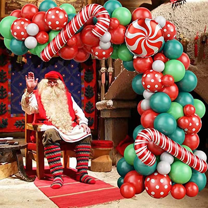 Christmas Decorative Balloon Set Christmas Eve Cane Aluminum Film Balloon Holiday Party Decorative Balloon