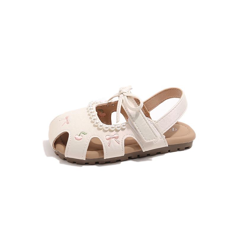 

2026New summer sandals for children, fashionable casual sandals, closed-toe beach shoes, girls sneakers, baby shoes 21Inner Length14cm бежевый