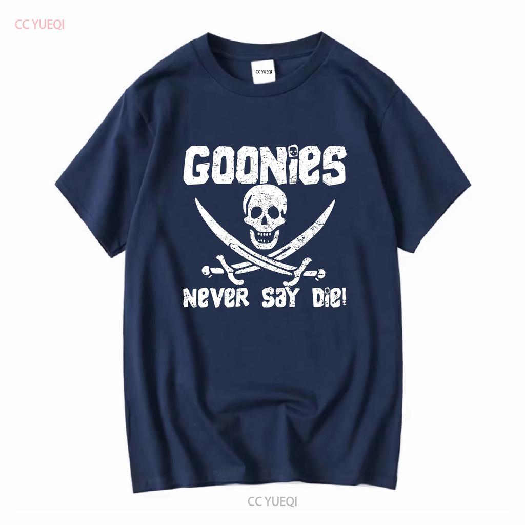 The Goonies Never Say Die Distressed Design T Shirt vintage Washed Comfortable graphic Top For Everyday Wear fashion Stretched