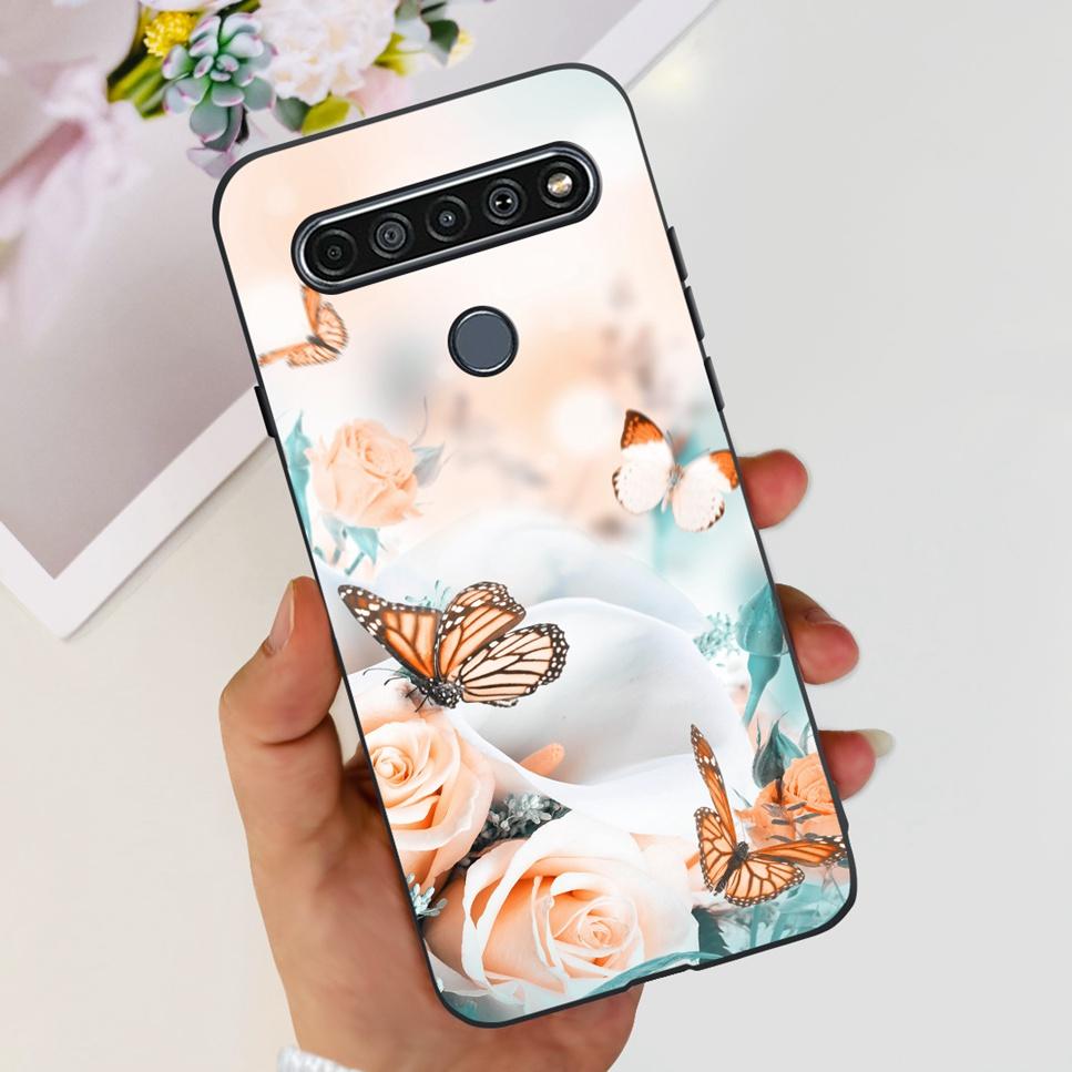 For LG K41S K 41S Case 2020 Black Silicone Cute Fashion Flower Shockproof Bumper For LGK41S LM-K410 Phone Back Cover 6.55" Funda