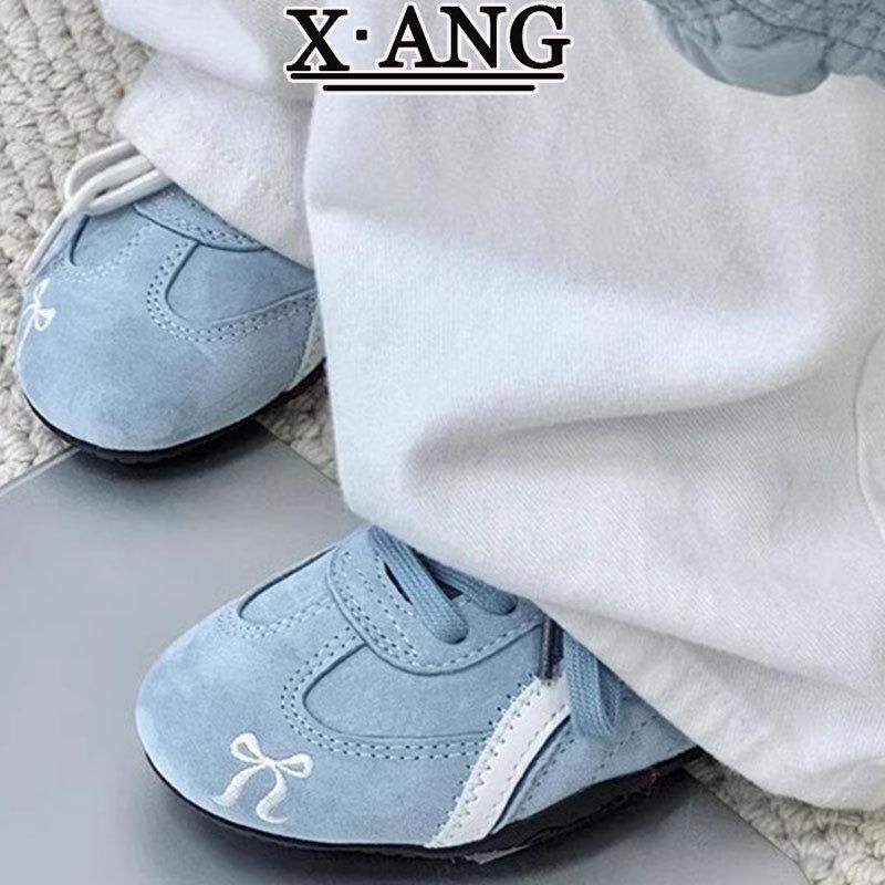 Cowhide version glacier blue thin-soled racing shoes soft-soled women's shoes summer new flat-soled white shoes