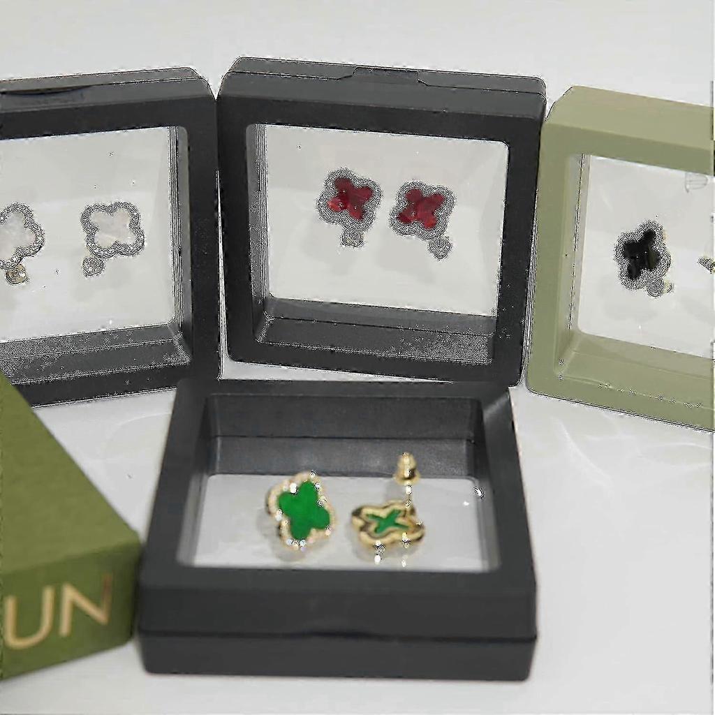 Gold Plated 925 Sterling Silver Gem Hoop Earrings Clover Designs With Crystal Charms Crystal Natural Gemstone Dangle Earrings For Women_----red--produ