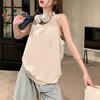 Women's Summer Sleeveless Top Loose Fit Cover-Up Camisole Woven Sweet Breathable Sportswear Short Length Tank