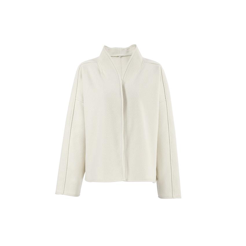Apricot Colored Woolen Coat Women's Autumn And Winter Loose V-neck Jacket Top Women's Clothing