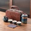 Portable Ceramic Kung Fu Tea Set with Travel Bag