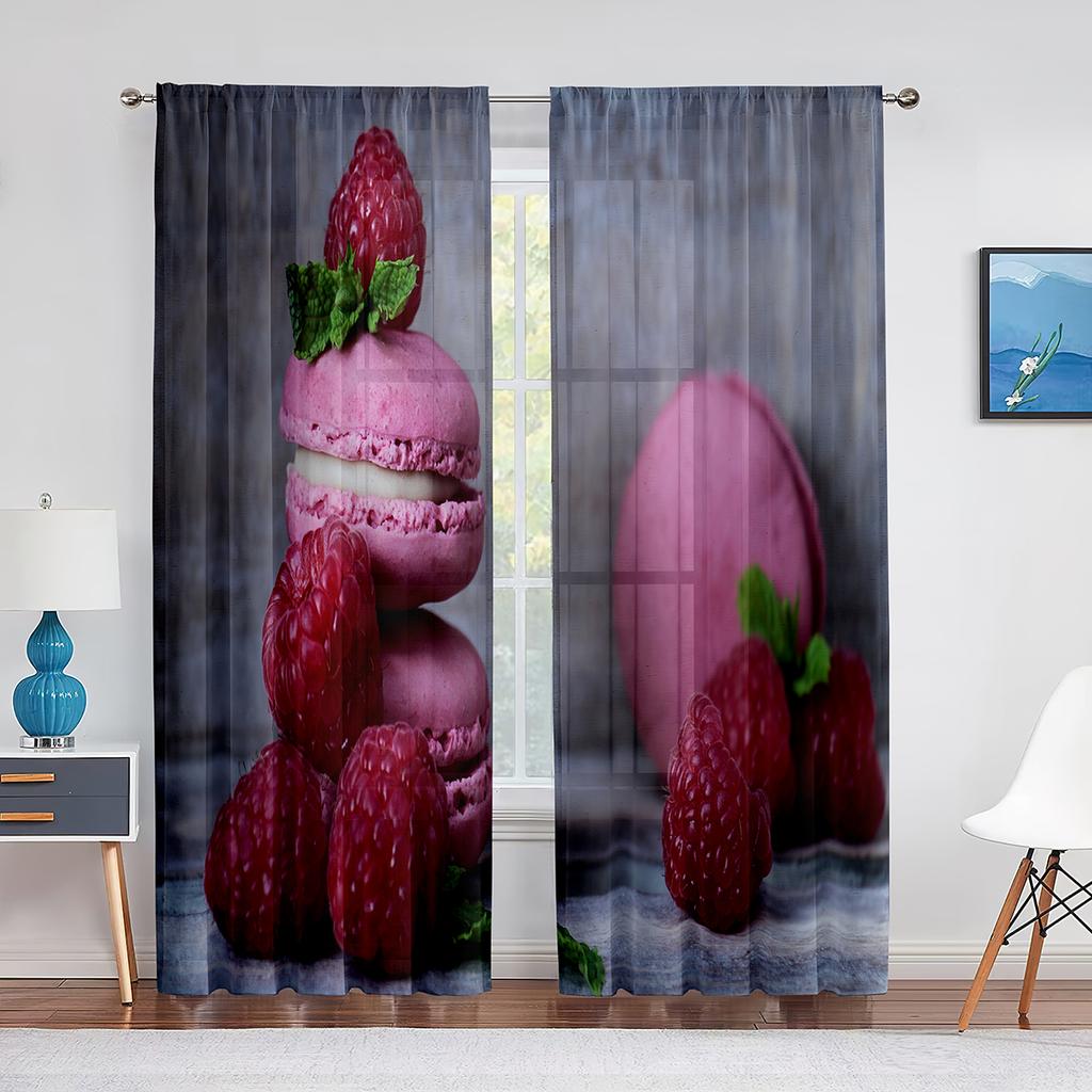 Naleśniki owocowe jagodowe Smaczne jedzenie Przezroczysta zasłona do salonu sypialni kuchni domowej Szyfonowe tiulowe zasłony Dekoracja okna