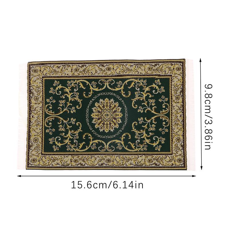 1:12 Dollhouse Miniature Handmade Woven Floor Mat Mini Floor Rug Cover Carpet Weaving Carpets Model Bedroom Home Furniture Decor