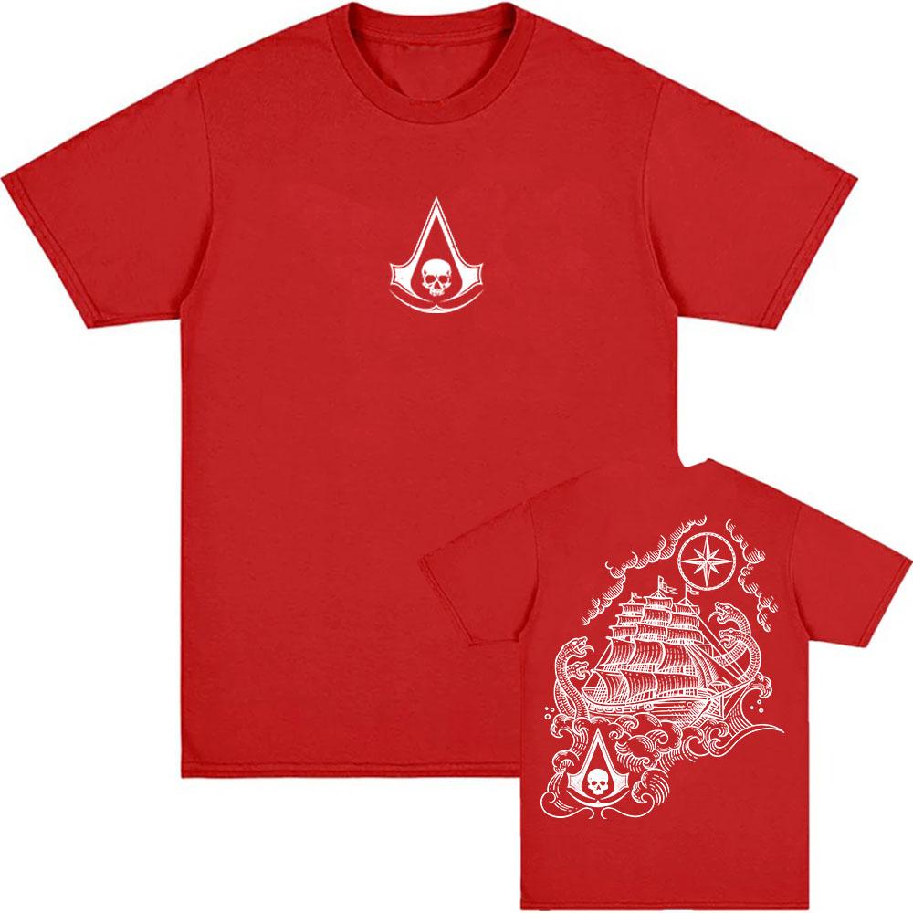 Assassin's Creed Black Flag Resynced Map T-Shirt Unisex Streetwear Lässig Rundhals Sommer T-Shirts Grafik Herren Damen Tee