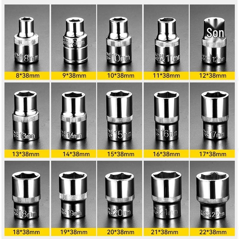 Metric Mirror Finish 1/2" Short Socket Manual Gear Tooth Hex Star Socket