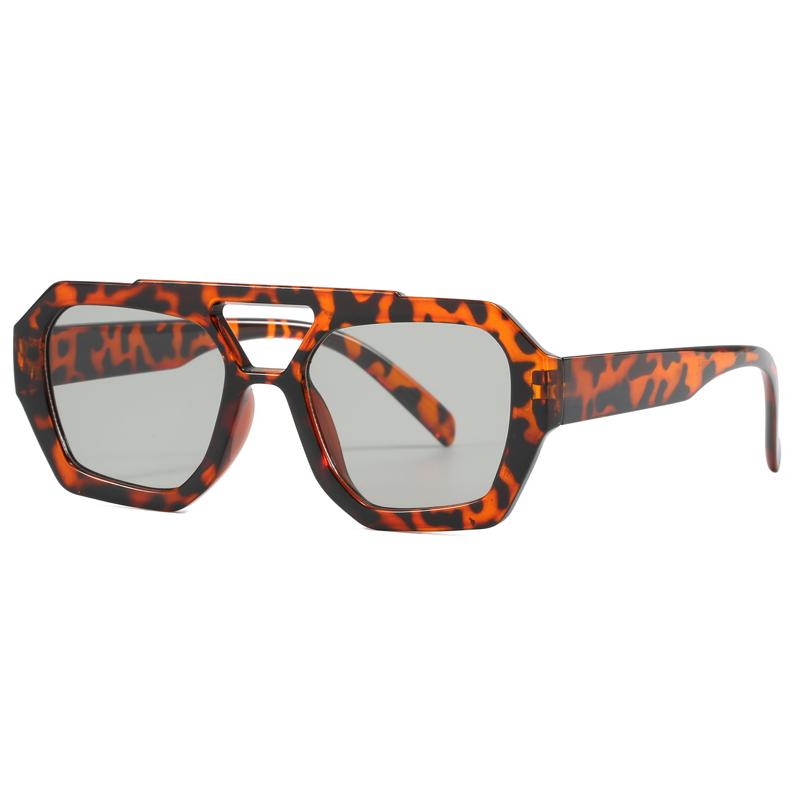 New Double Bridge Design Women Sunglasses Simple Fashion Leopard Pattern Design Glasses High Quality Outdoor Sunscreen