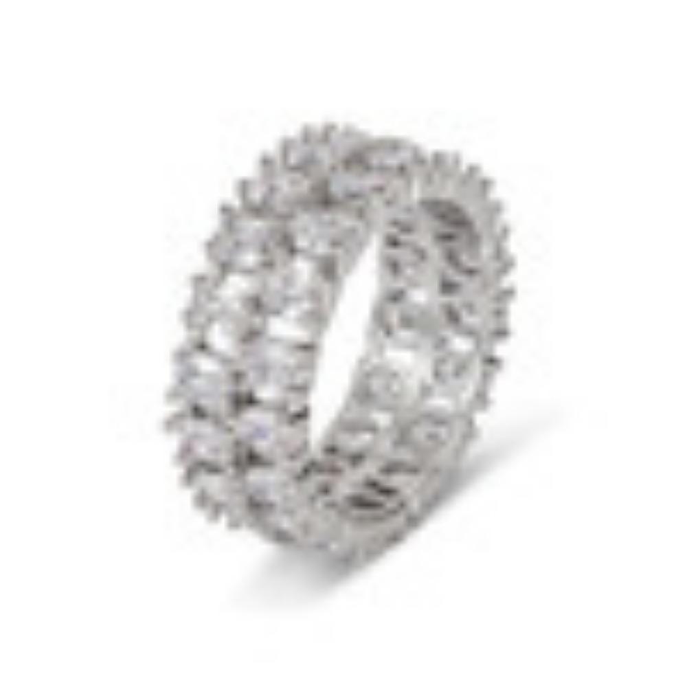 European and American Ring New Fashionable Simple Elegant Double Row Full Diamond Ring Simple