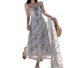 Coffee Break French Super Beautiful Floral Suspender Dress Women's Summer New Seaside Vacation Style Beautiful Long Dress